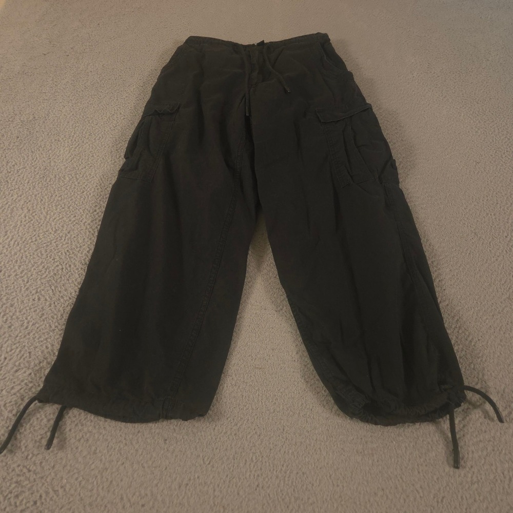 BDG Pants Womens Small Black Cargo Wide Leg Cotton Drawstring Utility Toggle Hem